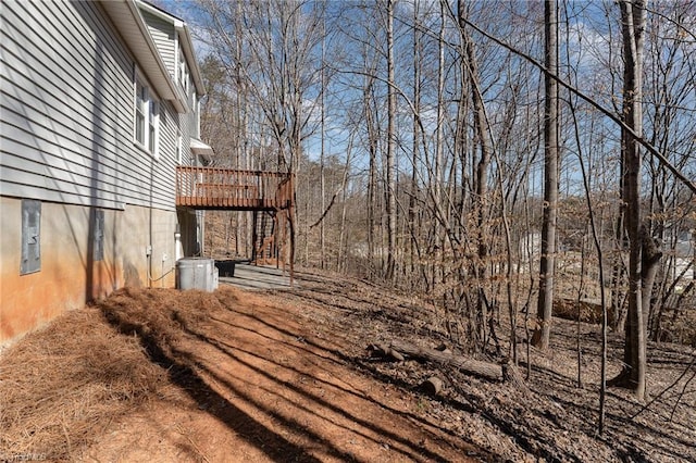 view of yard with a deck