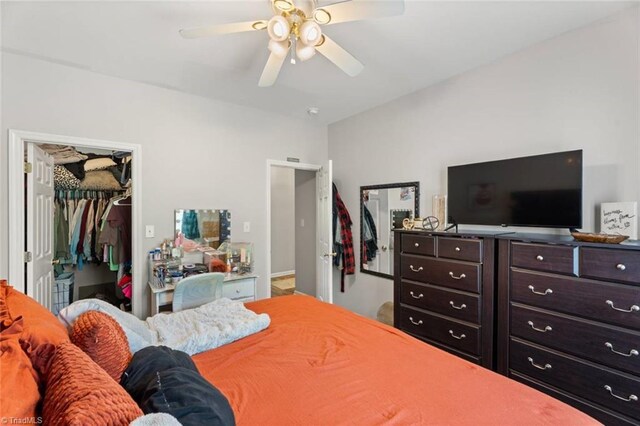226 Lola Ln Unit 102, Pilot Mountain, NC 27041 - bedroom with a walk in closet, a closet, and a ceiling fan