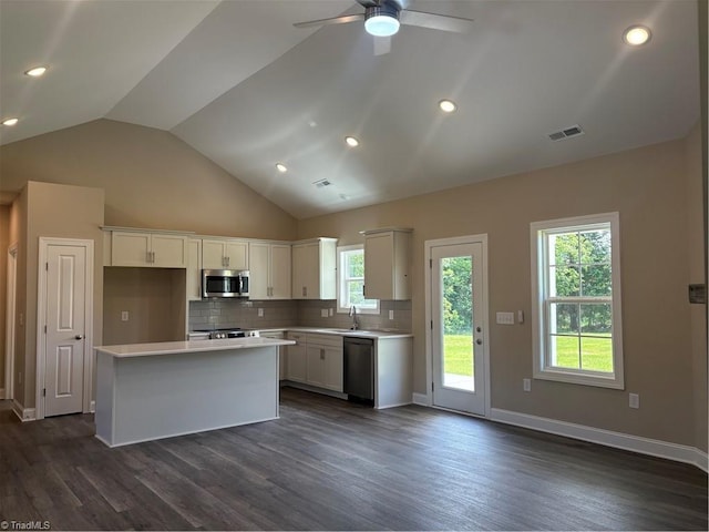864 Midway School Rd, Winston-Salem, NC 27107 - kitchen featuring a sink, white cabinetry, visible vents, stainless steel microwave, and dishwasher