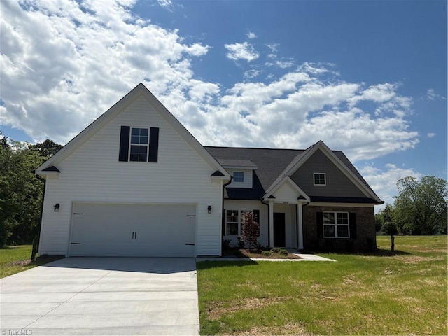864 Midway School Rd, Winston-Salem, NC 27107 - view of front of property with concrete driveway, a front lawn, and a garage