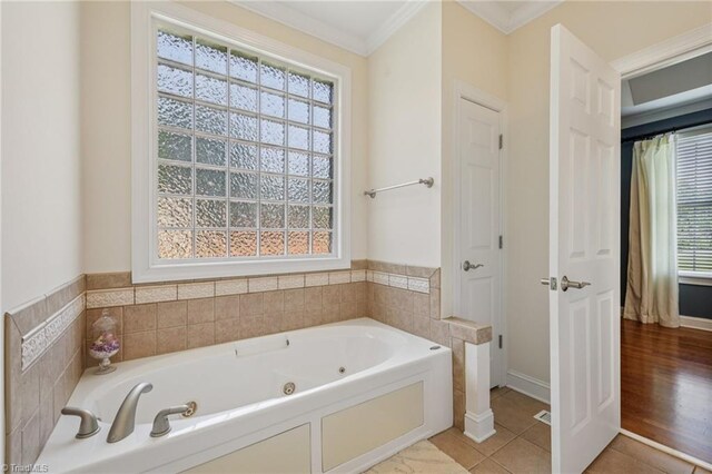 3741 Canter Dr, Trinity, NC 27370 - full bath with a jetted tub, crown molding, and tile patterned flooring