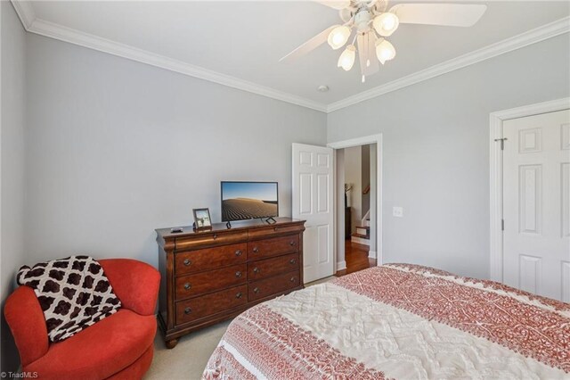 3741 Canter Dr, Trinity, NC 27370 - carpeted bedroom featuring crown molding and a ceiling fan