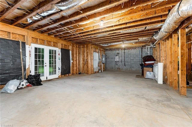 below grade area with french doors
