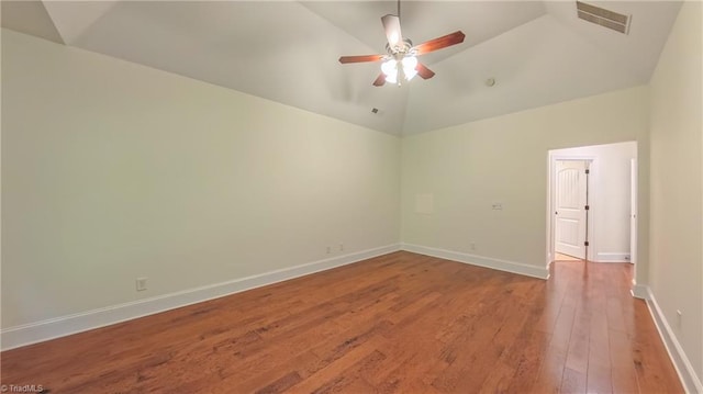 5567 Foxgate Cir, Winston-Salem, NC 27106 - empty room featuring ceiling fan, vaulted ceiling, and light wood-style floors