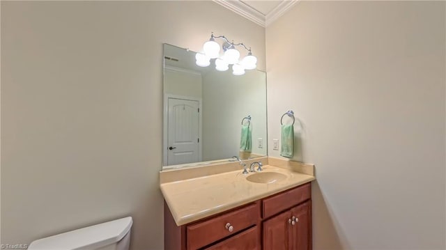 5567 Foxgate Cir, Winston-Salem, NC 27106 - half bath with ornamental molding and vanity