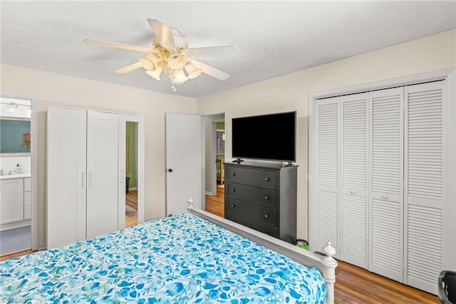 2664 Old Thomasville Rd, Winston-Salem, NC 27107 - bedroom with wood finished floors and ceiling fan