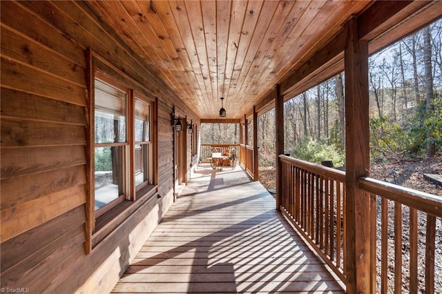 wooden terrace with covered porch