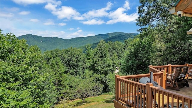 mountain view with a view of trees