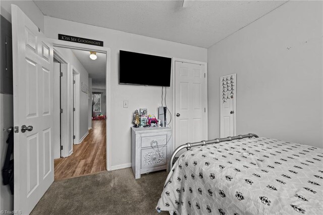 bedroom with a closet and wood-type flooring