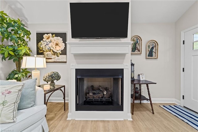 living room with light hardwood / wood-style floors