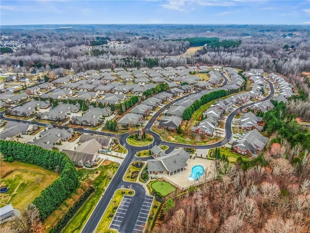 aerial view with a residential view