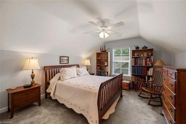 5905 Knowledge Dr, Clemmons, NC 27012 - bedroom with carpet flooring, lofted ceiling, a ceiling fan, and baseboards