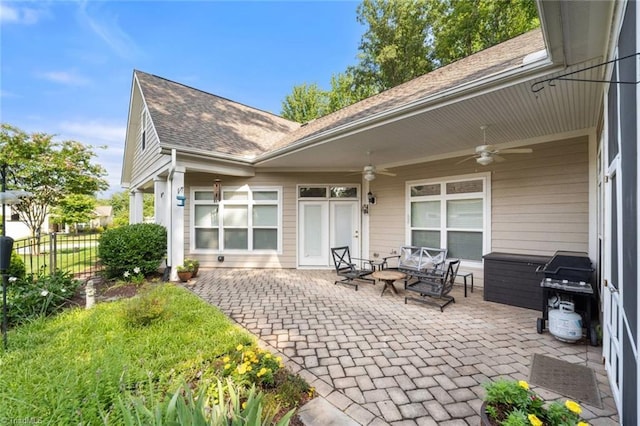 5905 Knowledge Dr, Clemmons, NC 27012 - view of patio / terrace with ceiling fan and grilling area