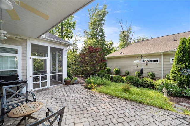 5905 Knowledge Dr, Clemmons, NC 27012 - view of patio / terrace featuring a sunroom and ceiling fan