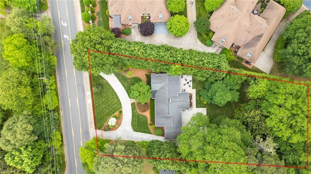 aerial view of property's location featuring property parcel outlined