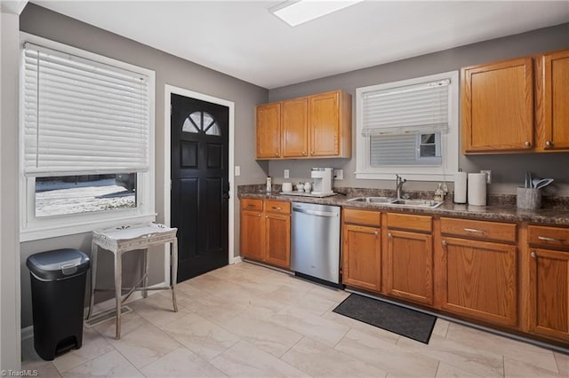 kitchen with sink and stainless steel dishwasher