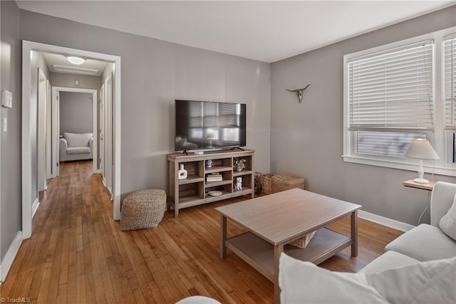 living room with hardwood / wood-style floors