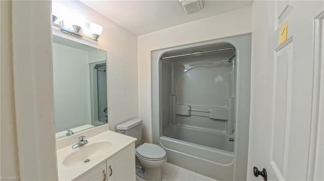 1005 Fallbrook Ln, Lewisville, NC 27023 - full bath featuring vanity, toilet, shower / bath combination, and tile patterned floors