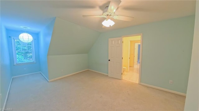 1005 Fallbrook Ln, Lewisville, NC 27023 - bonus room featuring carpet floors, a ceiling fan, baseboards, and lofted ceiling