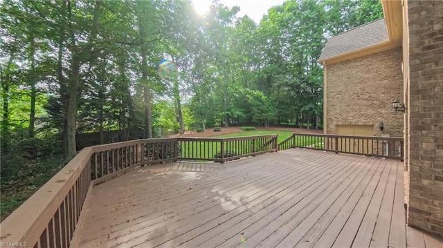 1005 Fallbrook Ln, Lewisville, NC 27023 - deck with view of wooded area