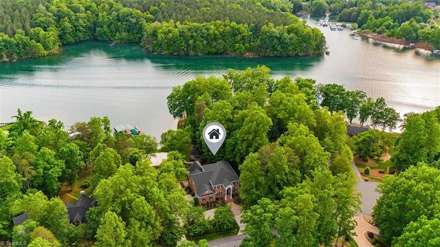 344 Lake Point Ln, Belews Creek, NC 27009 - aerial view of a large body of water and a heavily wooded area