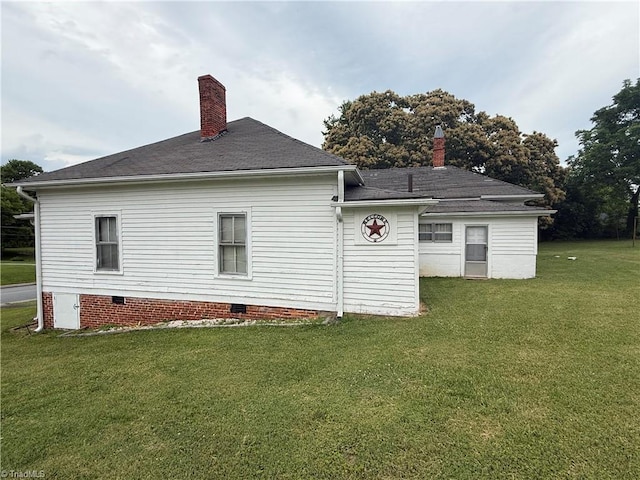 535 Worth St, Mount Airy, NC 27030 - back of house with a yard, crawl space, and a chimney