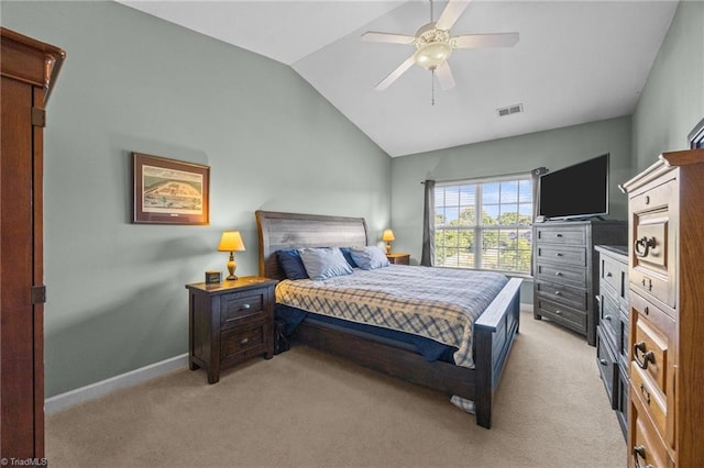 1380 Heritage Pointe Dr Unit 310, Winston-Salem, NC 27127 - bedroom with vaulted ceiling, light colored carpet, and a ceiling fan