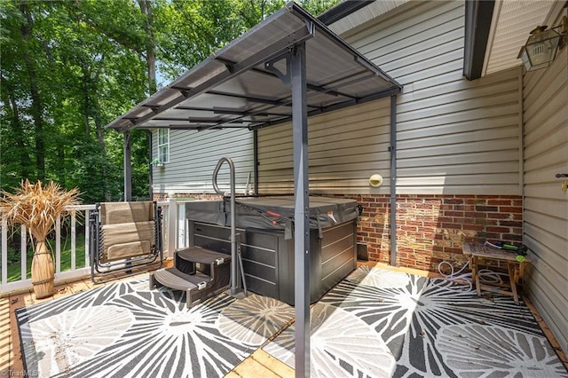1973 Old Mountain Rd, Thomasville, NC 27360 - wooden terrace featuring a hot tub and a patio area