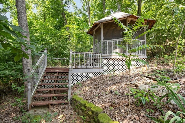 1973 Old Mountain Rd, Thomasville, NC 27360 - view of yard with a sunroom, a deck, and stairway