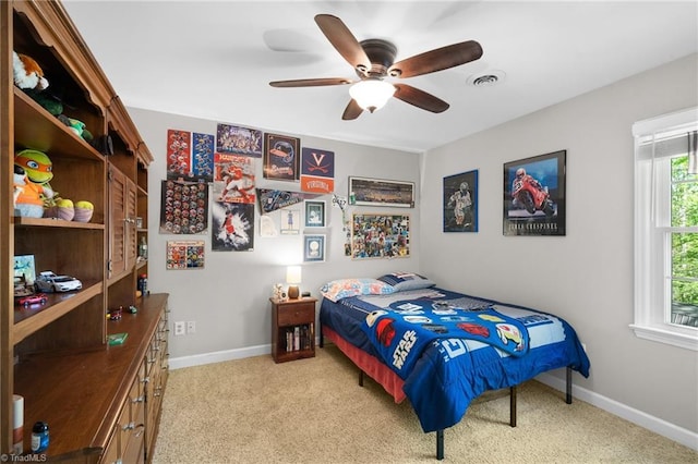 4105 Waldenbrook Rd, Greensboro, NC 27407 - carpeted bedroom with visible vents, a ceiling fan, and baseboards