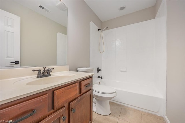 3510 Meadow Glen Ct, Clemmons, NC 27012 - full bath featuring toilet, shower / tub combination, vanity, visible vents, and tile patterned flooring