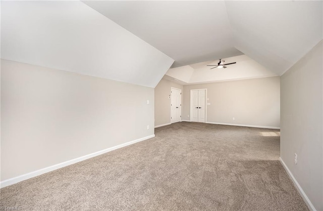 3510 Meadow Glen Ct, Clemmons, NC 27012 - bonus room with baseboards, lofted ceiling, ceiling fan, and carpet floors