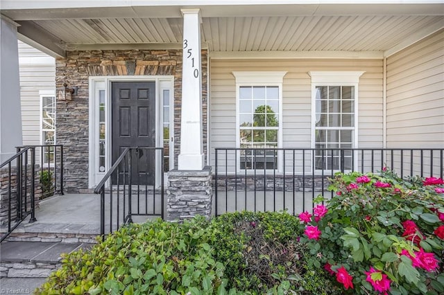 3510 Meadow Glen Ct, Clemmons, NC 27012 - entrance to property with a porch and stone siding