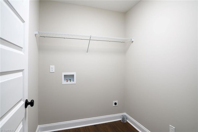3902 NC Highway 47, Lexington, NC 27292 - washroom featuring hookup for an electric dryer, dark wood-style floors, and hookup for a washing machine