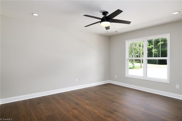 3902 NC Highway 47, Lexington, NC 27292 - spare room with dark wood-style flooring, recessed lighting, and ceiling fan