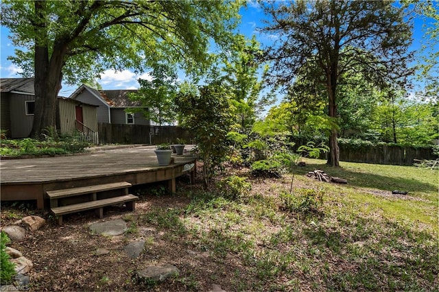view of yard featuring a deck
