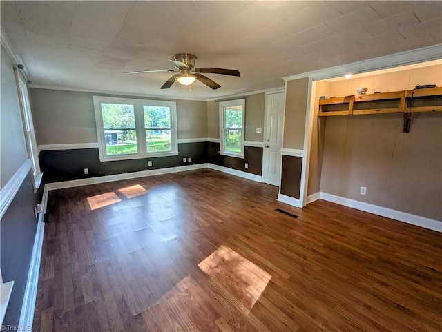 5675 Main St, Bethania, NC 27040 - unfurnished bedroom with crown molding, wood finished floors, and a ceiling fan