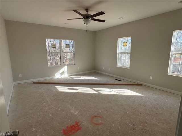 unfurnished room featuring ceiling fan