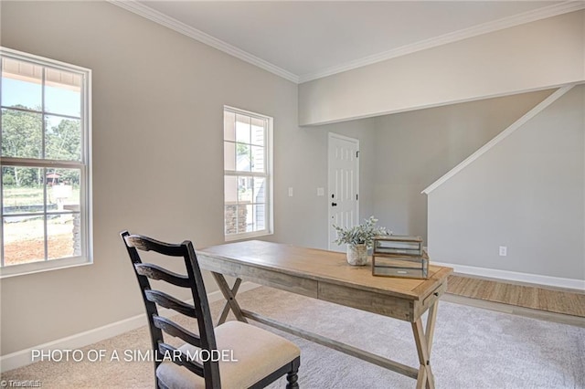 office area with crown molding