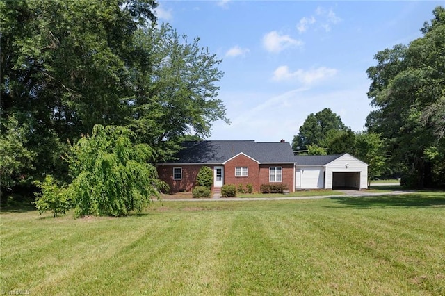 1425 Union Cross Rd, Kernersville, NC 27284 - ranch-style home featuring a front yard, brick siding, and an attached garage