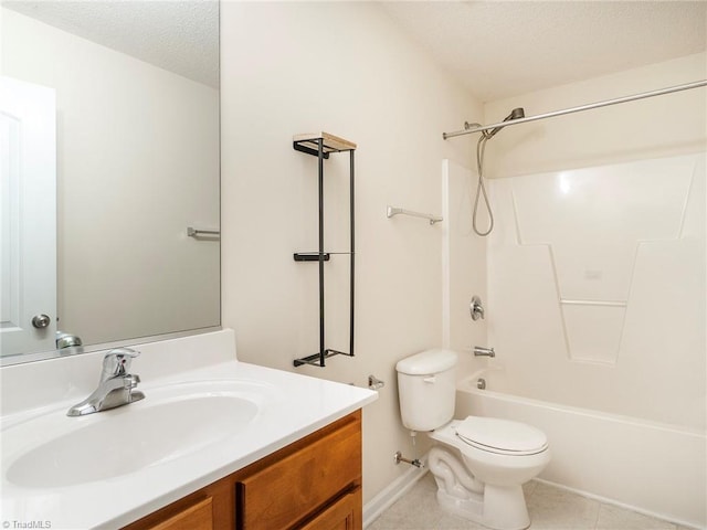 1307 Montreux Ct, Mebane, NC 27302 - bathroom featuring toilet, bathtub / shower combination, a textured ceiling, tile patterned flooring, and vanity