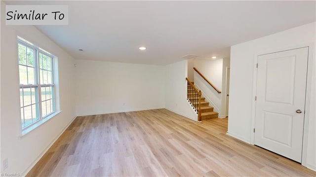 interior space with light hardwood / wood-style flooring