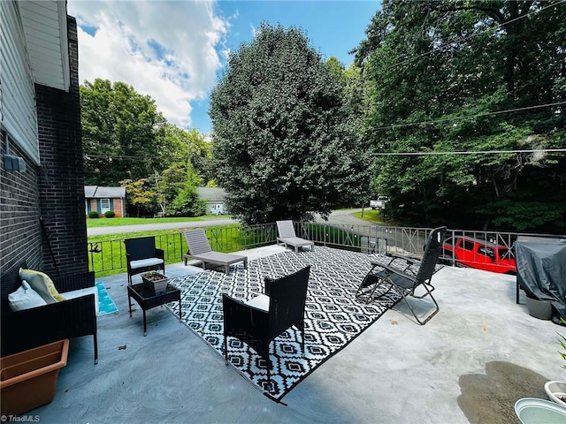 view of patio with an outdoor living space