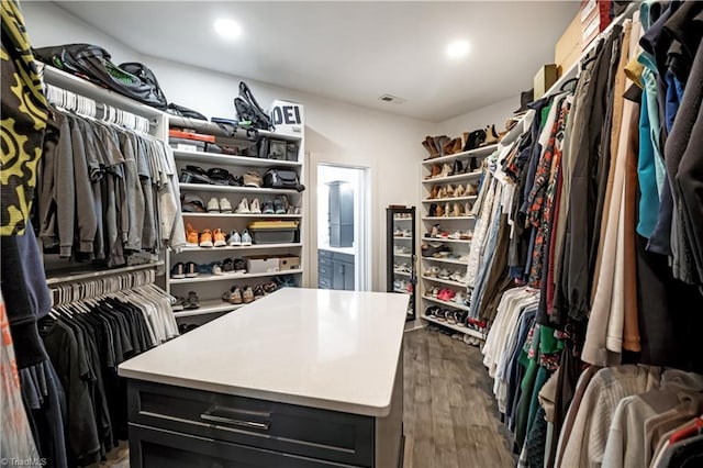 walk in closet featuring dark hardwood / wood-style floors