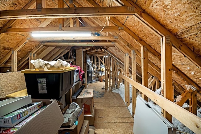 view of unfinished attic