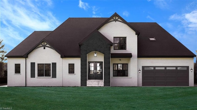 2860 Saint Giles Ct, High Point, NC 27262 - view of front of home featuring french doors, brick siding, and a front lawn