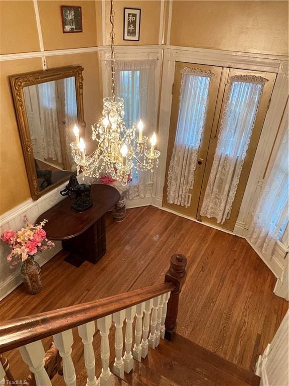 801 3rd St, Spencer, NC 28159 - interior space with an inviting chandelier and wood finished floors