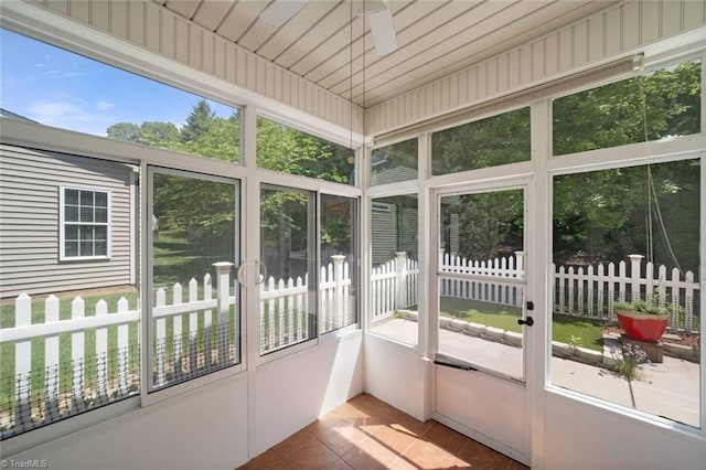 view of unfurnished sunroom
