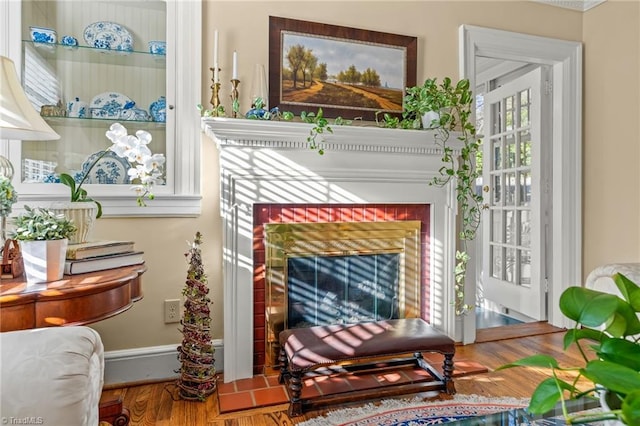 living area featuring hardwood / wood-style floors