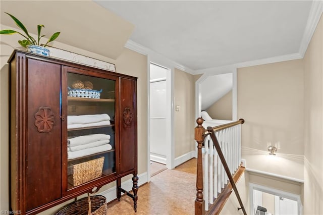 hallway with crown molding